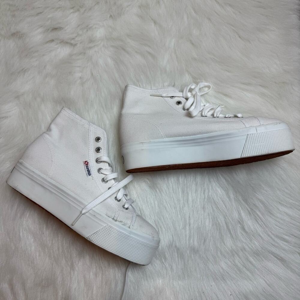 Superga 2705 HI TOP White S3111MW High Top Lace Up Canvas Sneakers - Picture 2 of 8